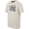Beige T-Shirt mit einem schwarz-weißen Aufdruck in der Mitte