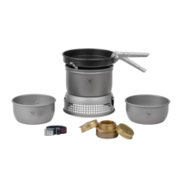Set de cuisine de camping avec 3 pi&egrave;ces de br&ucirc;leur &agrave; gaz Trangiak&ouml;k 27 - 3 HA gris (Set 10) Trangia