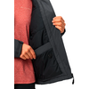 Person öffnet die Innenseite einer schwarzen Jacke, trägt roten Pullover