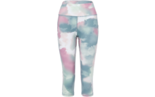 Cropped leggings with high waistband, pastel pattern in pink, mint green, gray and white