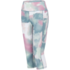 3/4 leggings with high waistband and side pocket, pastel blotch pattern in pink, teal and white