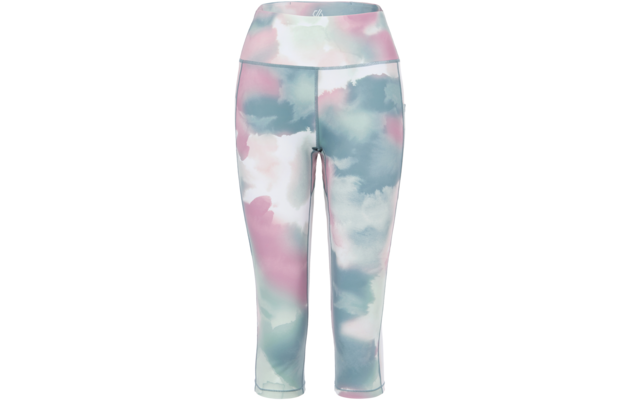 Cropped leggings with high waistband, pastel pattern in pink, mint green, gray and white