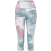 Cropped leggings with high waistband, pastel pattern in pink, mint green, gray and white