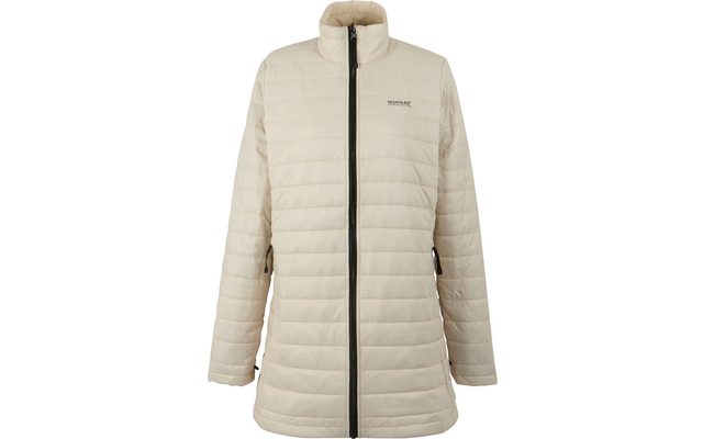 Beige gesteppte Damenjacke mit Stehkragen und Reißverschluss
