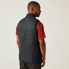 Mann von hinten mit schwarzer gesteppter Weste und rotem T-Shirt