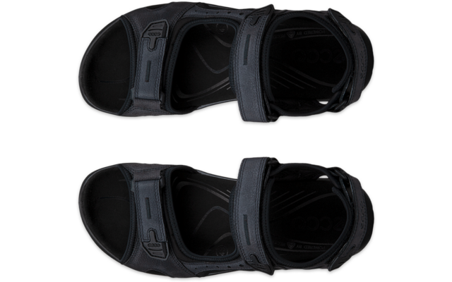 Deux sandales de sport noires vues de dessus, côte à côte, avec brides Velcro réglables