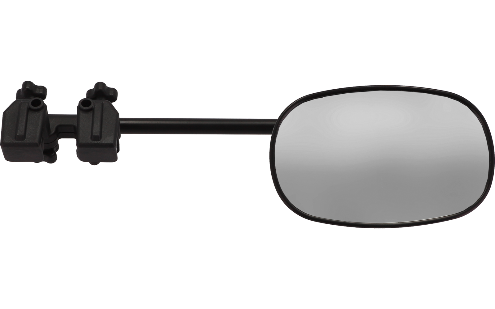 Rechteckiger Außenspiegel mit schwarzem Rahmen und Halterung