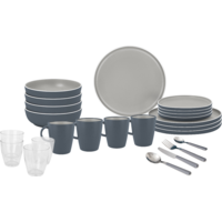 Brunner All Inclusive Trilogy Grey Melamine tableware set non-slip, BPA-free and break-resistant 36 pieces