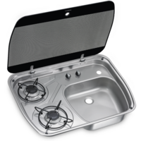 Dometic kookplaat en spoelbak met glazen deksel HSG 2445 2-pits 600 x 445 mm