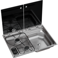 Combinaci&oacute;n de cocina y fregadero Dometic CVC1600G RH con fregadero a la derecha y 2 fuegos