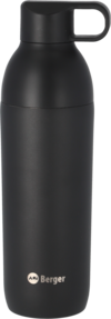 Berger Edelstahl Trinkflasche mit 2-in-1 Deckel 550 ml - schwarz matt