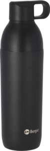 Berger Edelstahl Trinkflasche mit 2-in-1 Deckel 550 ml - schwarz matt
