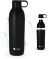 Berger Edelstahl Trinkflasche mit 2-in-1 Deckel 550 ml - schwarz matt