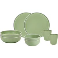 Brunner T&ecirc;te-&agrave;-t&ecirc;te Dolomit groen melamine servies antislip, BPA-vrij en breukvast 8-delige set
