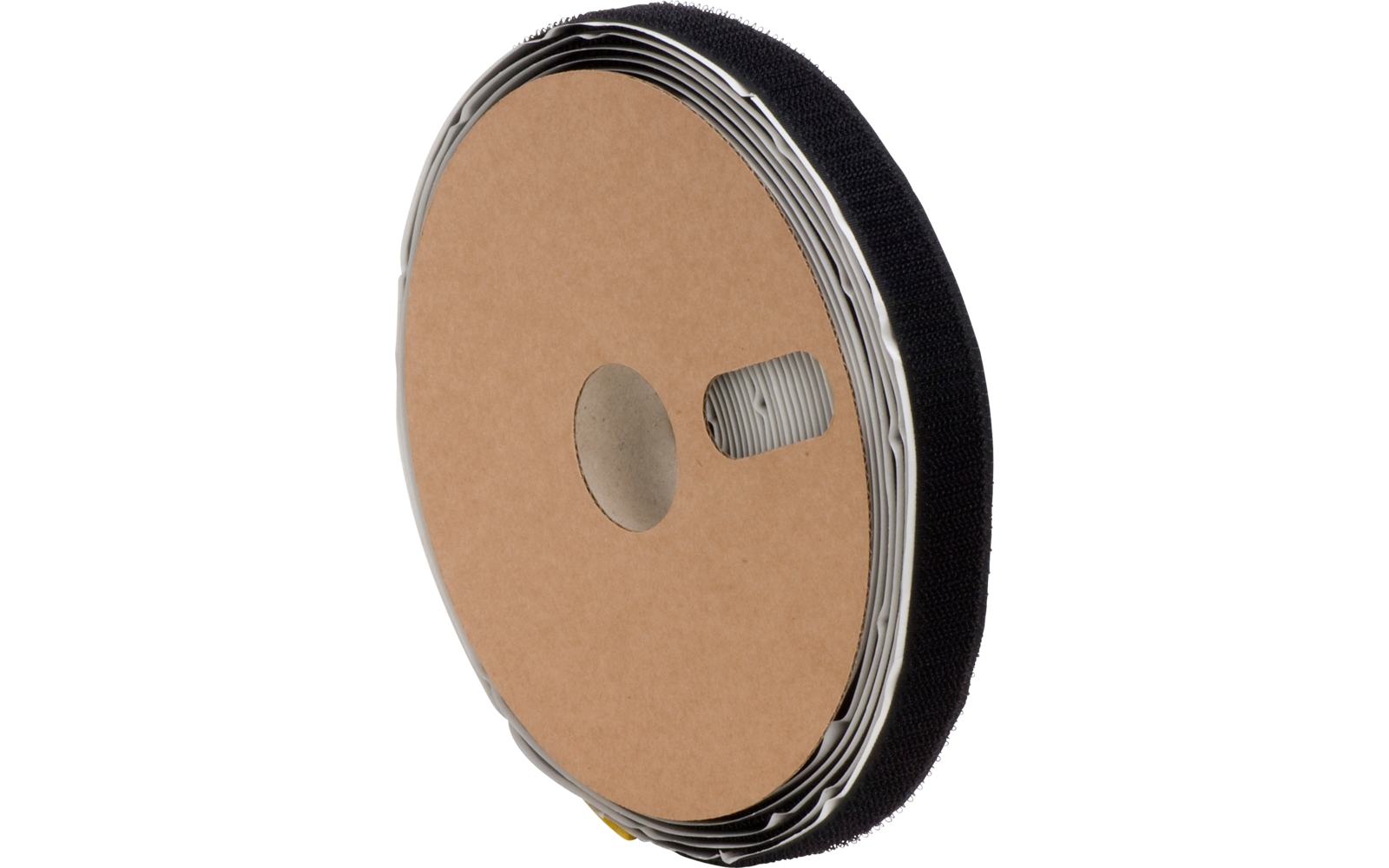 Rotolo rotondo con nucleo in cartone marrone e nastro in velcro nero