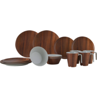 Gimex Nature Line Wood Geschirrset Melanim 16-tlg. f&uuml;r 4 Personen braun