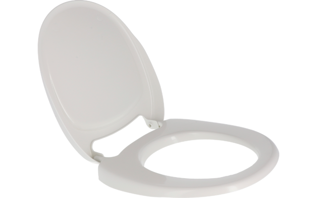 Weißer Toilettensitz mit geöffnetem Deckel