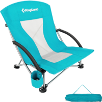 KingCamp Silla de playa c&oacute;moda silla plegable con tumbona confort cyan