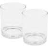 Twee lege, heldere drinkglazen naast elkaar