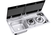 Dometic MO 9722 Kochfeld 2-flammig mit Spüle und Glasdeckel 760 x 325 mm 