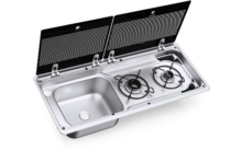 Dometic MO 9722 Kochfeld 2-flammig mit Spüle und Glasdeckel 760 x 325 mm 