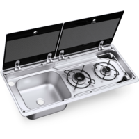 Dometic MO 9722L 2-burner hob with glass lid 760 x 325 mm sink left
