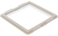 Beige rectangular plastic frame with rounded corners