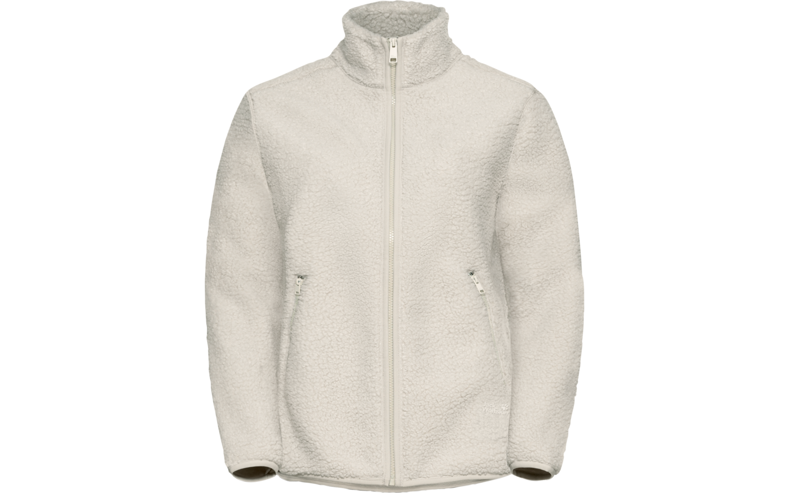 Weiße Fleecejacke mit Stehkragen und Reißverschluss