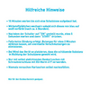 Blauer Titel 'Hilfreiche Hinweise' oben, darunter mehrere blaue Aufzählungspunkte mit deutschem Text auf weißem Hintergrund; unten kleiner blauer Text 'Nur für den Outdoorbereich geeignet.'