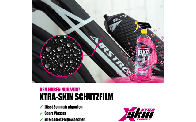 Schwarze Skibrille mit weißen Punkten und schwarzem Rahmen, daneben rosa Skibrillenpflege-Spray