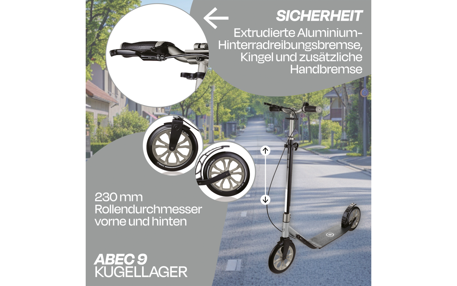 Produktbild Globber One NL 230 Ultimate Zweirad Scooter klappbar mit Handbremse 1