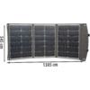 Dreiteiliges, faltbares Solarpanel in Schwarz mit Anschlüssen an den Seiten