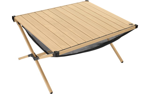 Hammock with wooden frame and light brown fabric