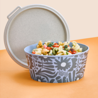 Koziol Blomster Box schaal met deksel 2,2 liter stapelbaar / luchtdicht / lekvrij natuur bloem blauw bloei