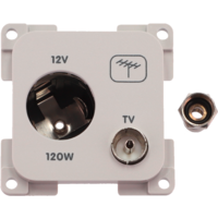 Inprojal System 10.000 Kombi Steckdose 12V mit TV  5 mm hellgrau