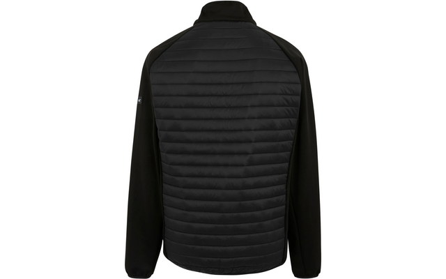 Schwarze gesteppte Jacke von hinten mit langem Ärmel und Stehkragen