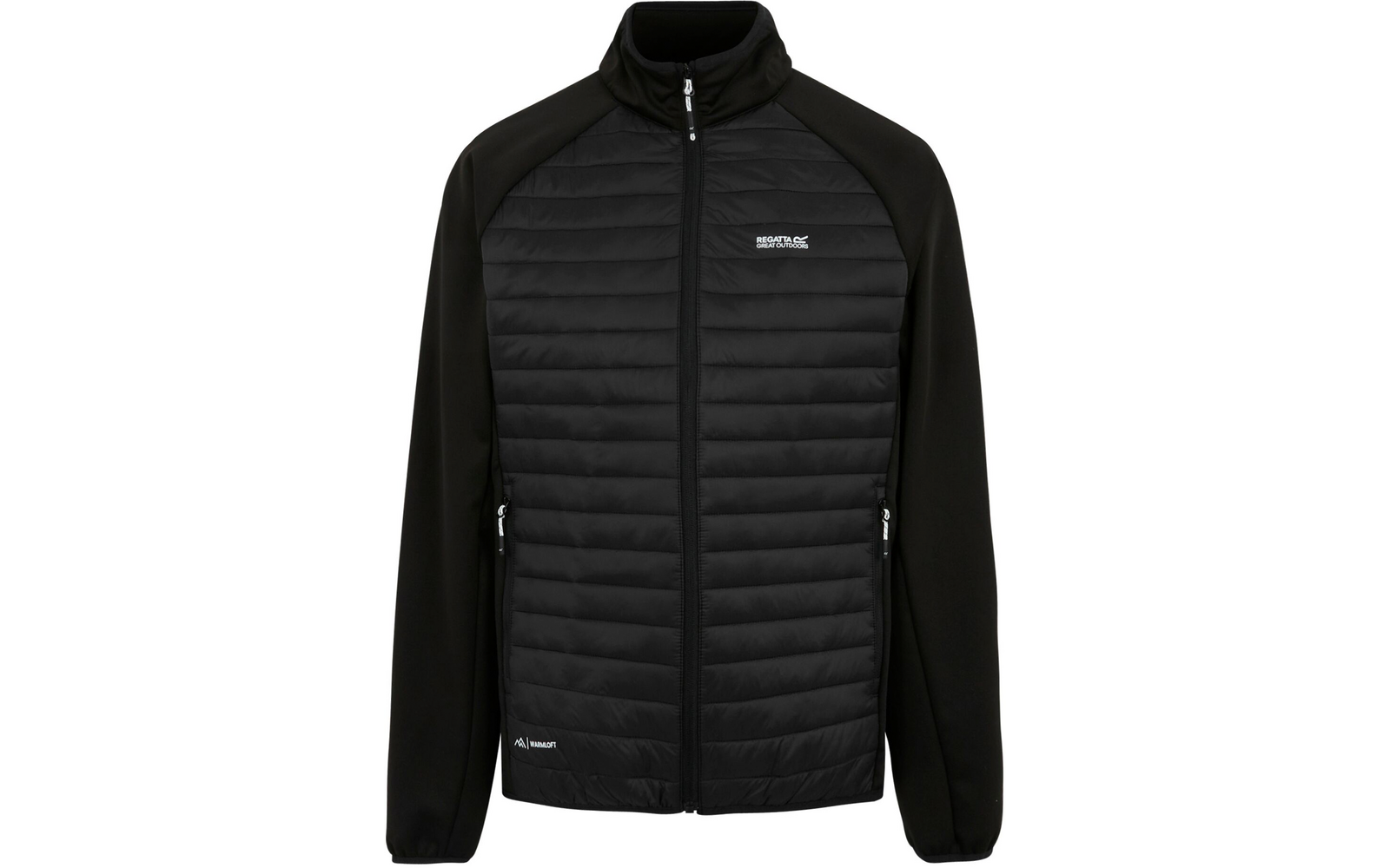 Schwarze Steppjacke mit Reißverschluss und langen Ärmeln