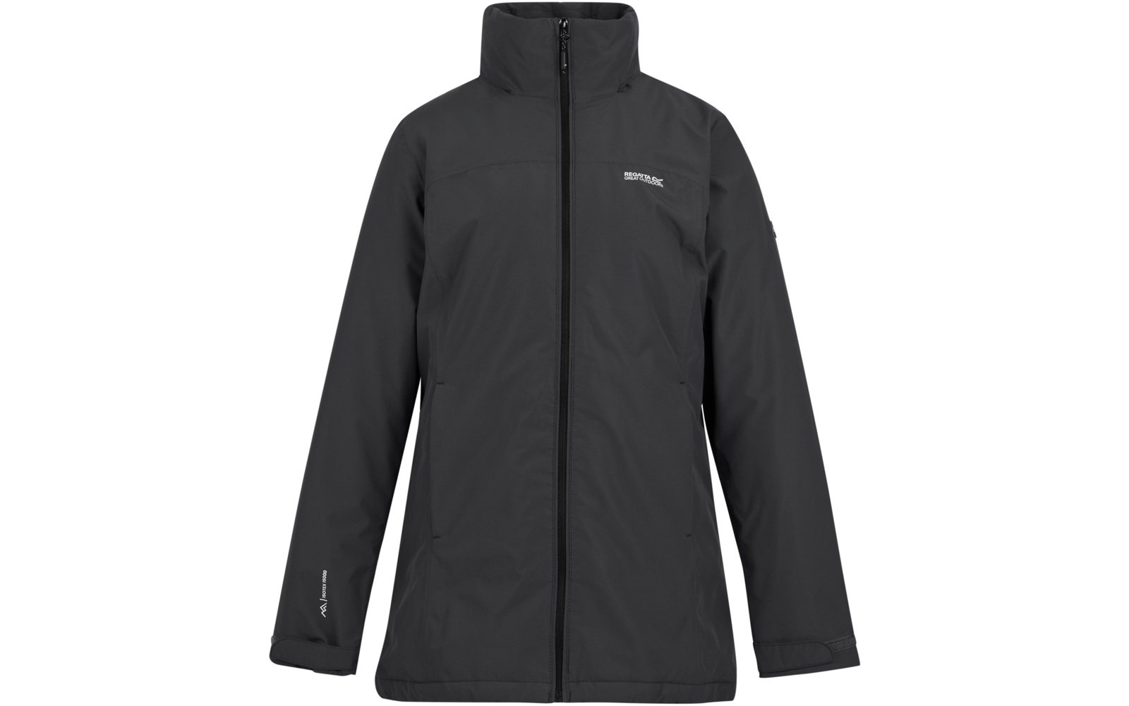 Veste noire pour femme avec fermeture éclair et col montant
