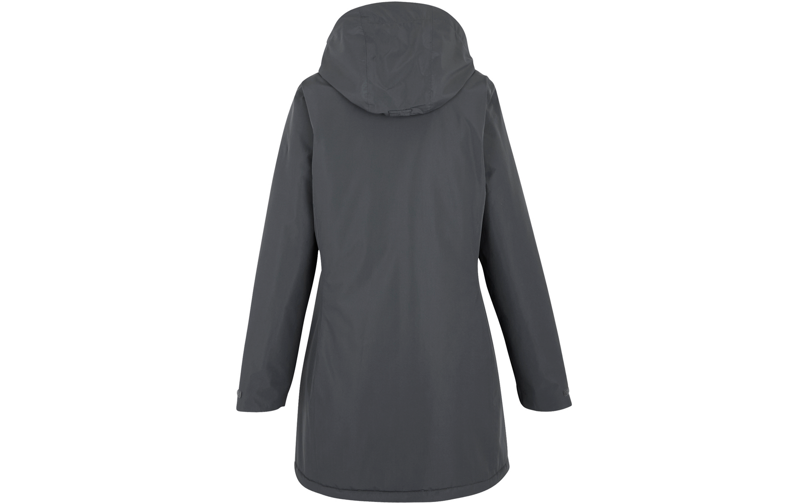 Imperméable gris avec capuche, vue de dos