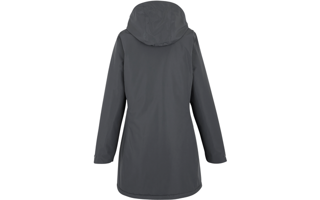 Imperméable gris avec capuche, vue de dos