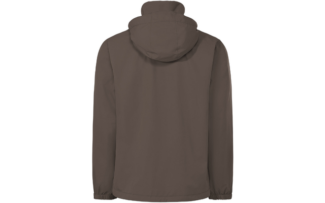 Braune Kapuzenjacke, Rückansicht, Kapuze, lange Ärmel, elastische Bündchen, glatte Oberfläche