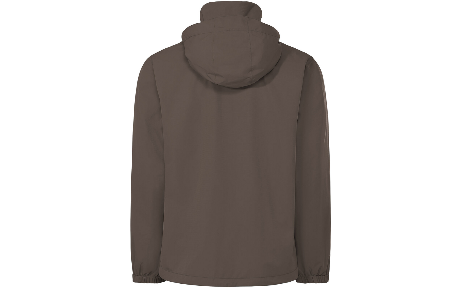 Braune Kapuzenjacke, Rückansicht, Kapuze, lange Ärmel, elastische Bündchen, glatte Oberfläche