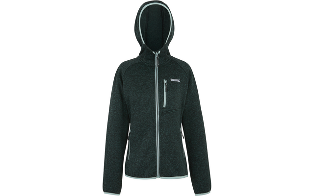 Schwarze Kapuzenjacke mit Reißverschluss und kleiner Brusttasche