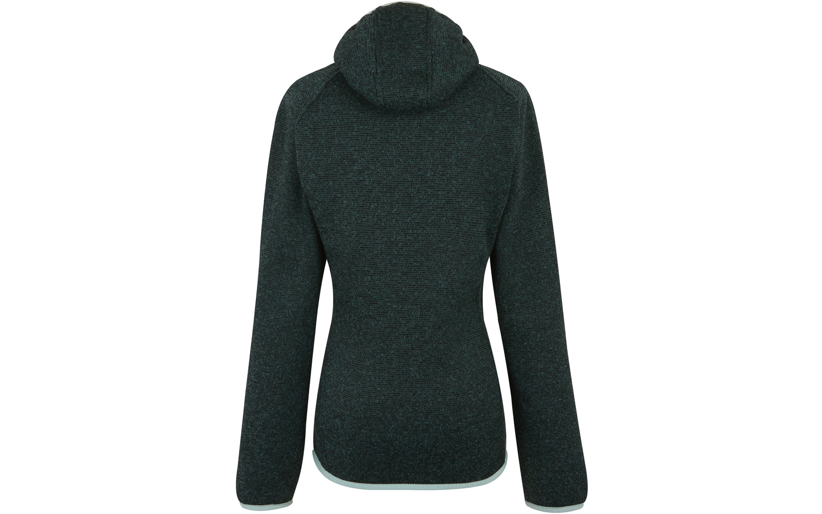 Dunkelgrüner Damenpullover mit Kapuze, Rückansicht