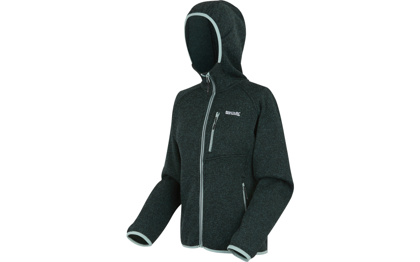 Schwarze Kapuzenjacke mit Reißverschluss und Taschen