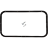 Black smartphone frame in landscape orientation, centered single silver Phillips‑head screw on a black background