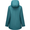 Back view of a teal hooded jacket on a white background