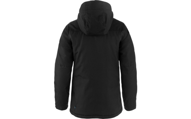 Schwarze Jacke mit Kapuze, Rückansicht