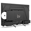 Achterzijde van een flatscreen op twee pootjes, links een bevestigd module met halfzichtbare witte cd, ventilatieopeningen en label