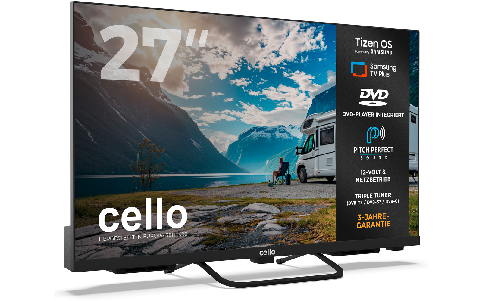 Product afbeelding Cello CTrav Smart Tizen OS Camping LED TV mit Triple Tuner, WLAN, Bluetooth, 12/24/230 V 1